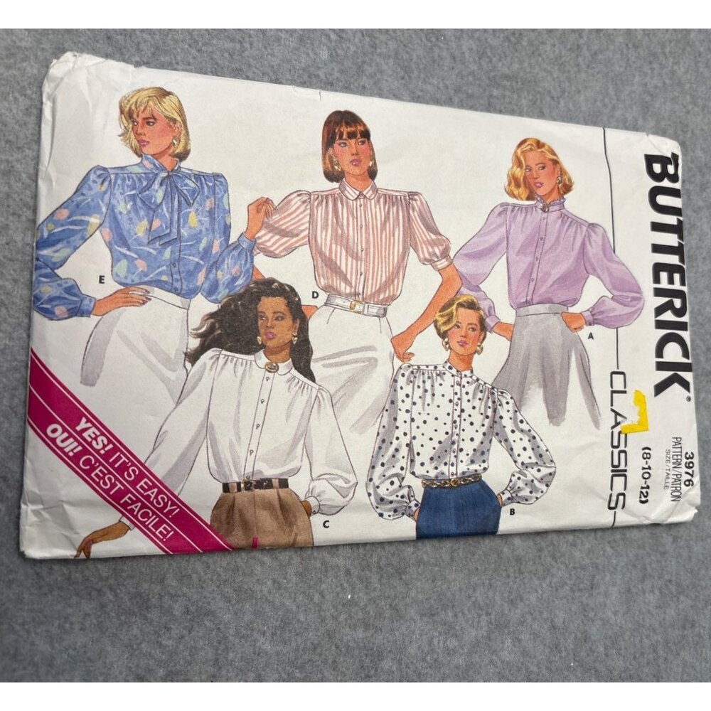 Butterick 3976 Womens Blouse Sewing Pattern Size 8-10-12 Vintage 1986 Uncut